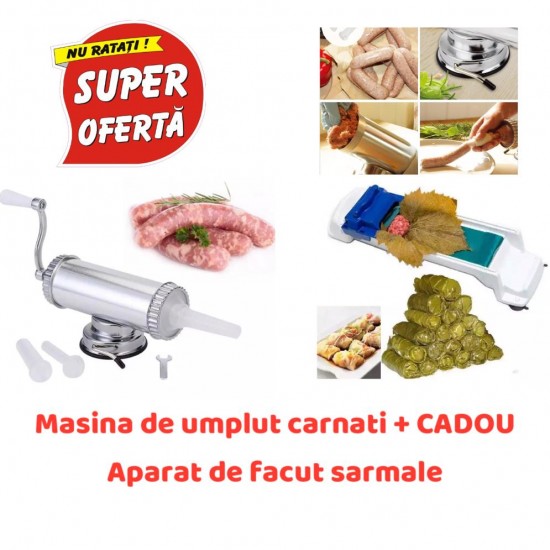 Masina de umplut carnati + Aparat de facut sarmale CADOU Masina de umplut carnati + Aparat de facut sarmale CADOU