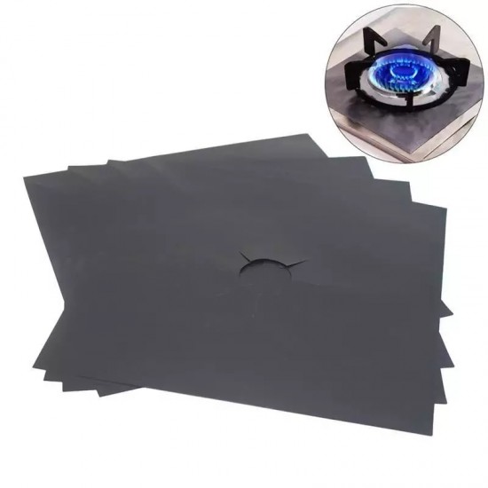 Set 4 folii de protectie aragaz, teflon, lavabile, negru