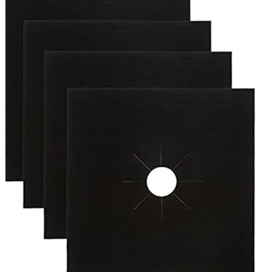 Set 4 folii de protectie aragaz, teflon, lavabile, negru