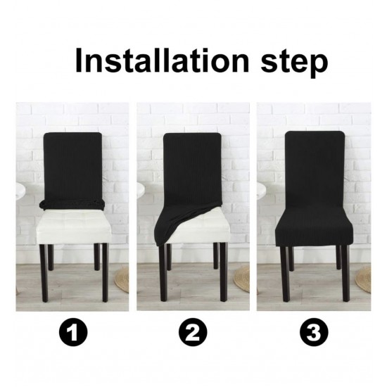 Set 6 huse pentru scaune - NEGRU