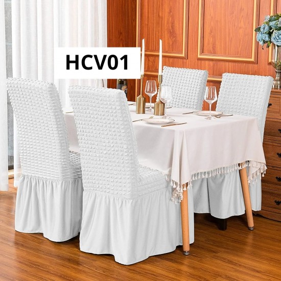 SET 6 HUSE CREPONATE CU VOLANE PENTRU SCAUNE ALB COD HCV01 SET 6 HUSE CREPONATE CU VOLANE PENTRU SCAUNE ALB COD HCV01