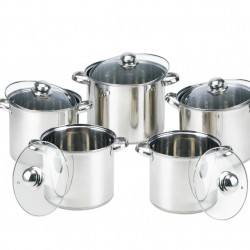 Set oale din inox cu capace din sticla 10 piese Grunberg GR1053 Set oale din inox cu capace din sticla 10 piese Grunberg GR1053