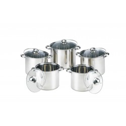 Set oale din inox cu capace din sticla 10 piese Grunberg  GR1053