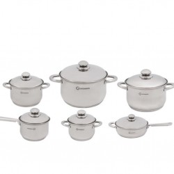 Set oale din inox 12 piese cu capac Grunberg GR 1512 Set oale din inox 12 piese cu capac Grunberg GR 1512