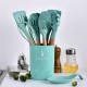 SET 13 USTENSILE DE BUCATARIE, ANTIADERENTE, SILICON, MANER DIN LEMN