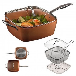 TIGAIE PATRATA MULTIFUNCTIONALA CU CAPAC, MANERE DE INOX SI SITA PENTRU PRAJIT, 5 in 1 TIGAIE PATRATA MULTIFUNCTIONALA CU CAPAC, MANERE DE INOX SI SITA PENTRU PRAJIT, 5 in 1
