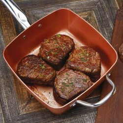 TIGAIE PATRATA MULTIFUNCTIONALA CU CAPAC, MANERE DE INOX SI SITA PENTRU PRAJIT, 5 in 1