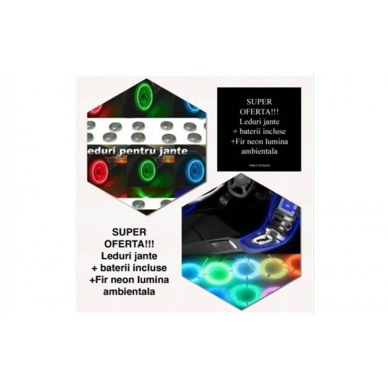Pachet 4 Leduri jante + Fir cu neon pentru lumina ambientala: rosu, albastru sau galben - Auto&Moto - oferit de sellsell.ro Pachet 4 Leduri jante + Fir cu neon pentru lumina ambientala: rosu, albastru sau galben - Auto&Moto - oferit de sellsell.ro