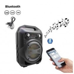 Boxa activa portabila Bluetooth SoundVox BS-12, USB, TF/SD Card, Aux, Radio FM, Lumini, Neagra