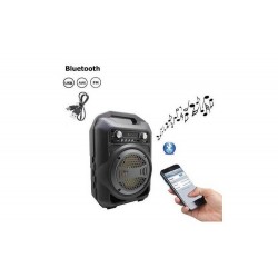 Boxa activa portabila Bluetooth SoundVox BS-12, USB, TF/SD Card, Aux, Radio FM, Lumini, Neagra